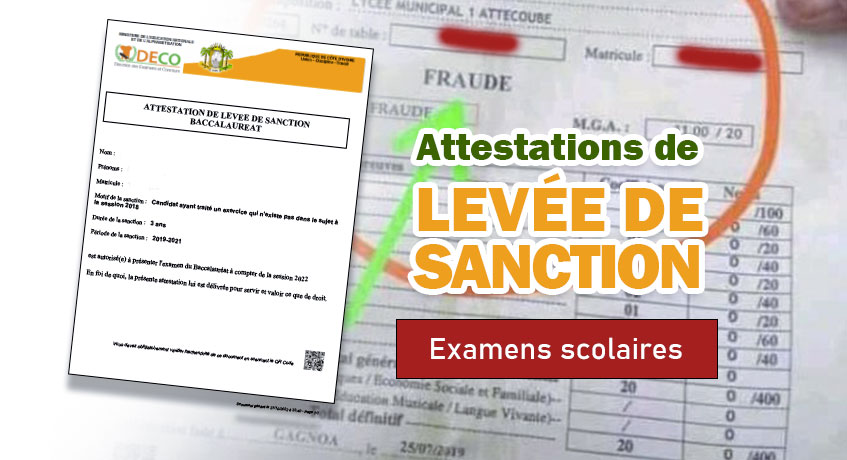 Attestation de levée de sanction de FRAUDE 2025